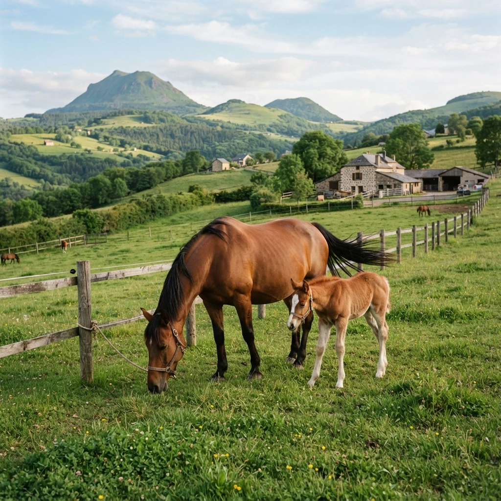 Élevage de chevaux au Attelage du moulin des Choyes, Saint-Denis-Combarnazat
