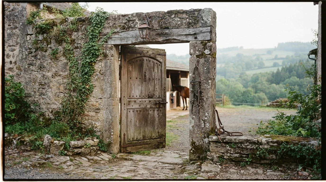 Entrée du Attelage du moulin des Choyes, centre équestre à Saint-Denis-Combarnazat